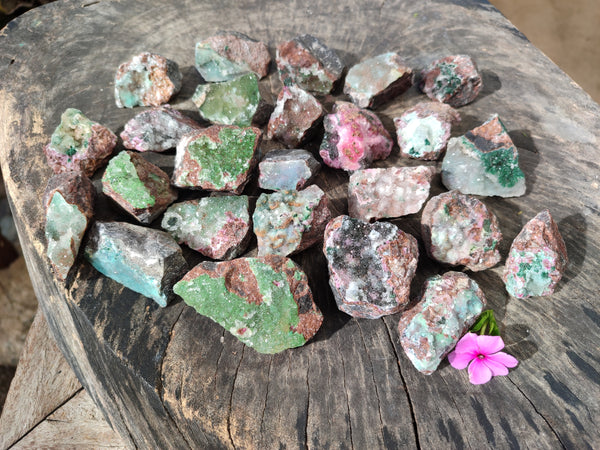 Natural Drusy Salrose Cobaltion Dolomite with Malachite, Chrysocolla and Duftite specimens x 35 From Congo