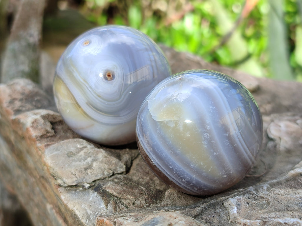 Polished Banded Agate Spheres x 12 From Madagascar - Toprock Gemstones and Minerals 