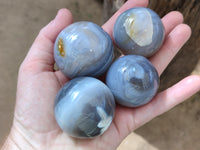 Polished Banded Agate Spheres x 12 From Madagascar