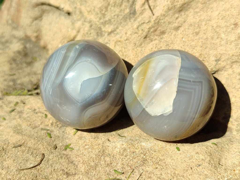 Polished Banded Agate Spheres x 12 From Madagascar - Toprock Gemstones and Minerals 