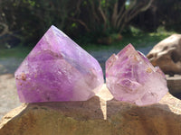 Polished Window Amethyst Quartz Crystals x 2 From Akansobe, Madagascar