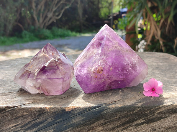Polished Window Amethyst Quartz Crystals x 2 From Akansobe, Madagascar