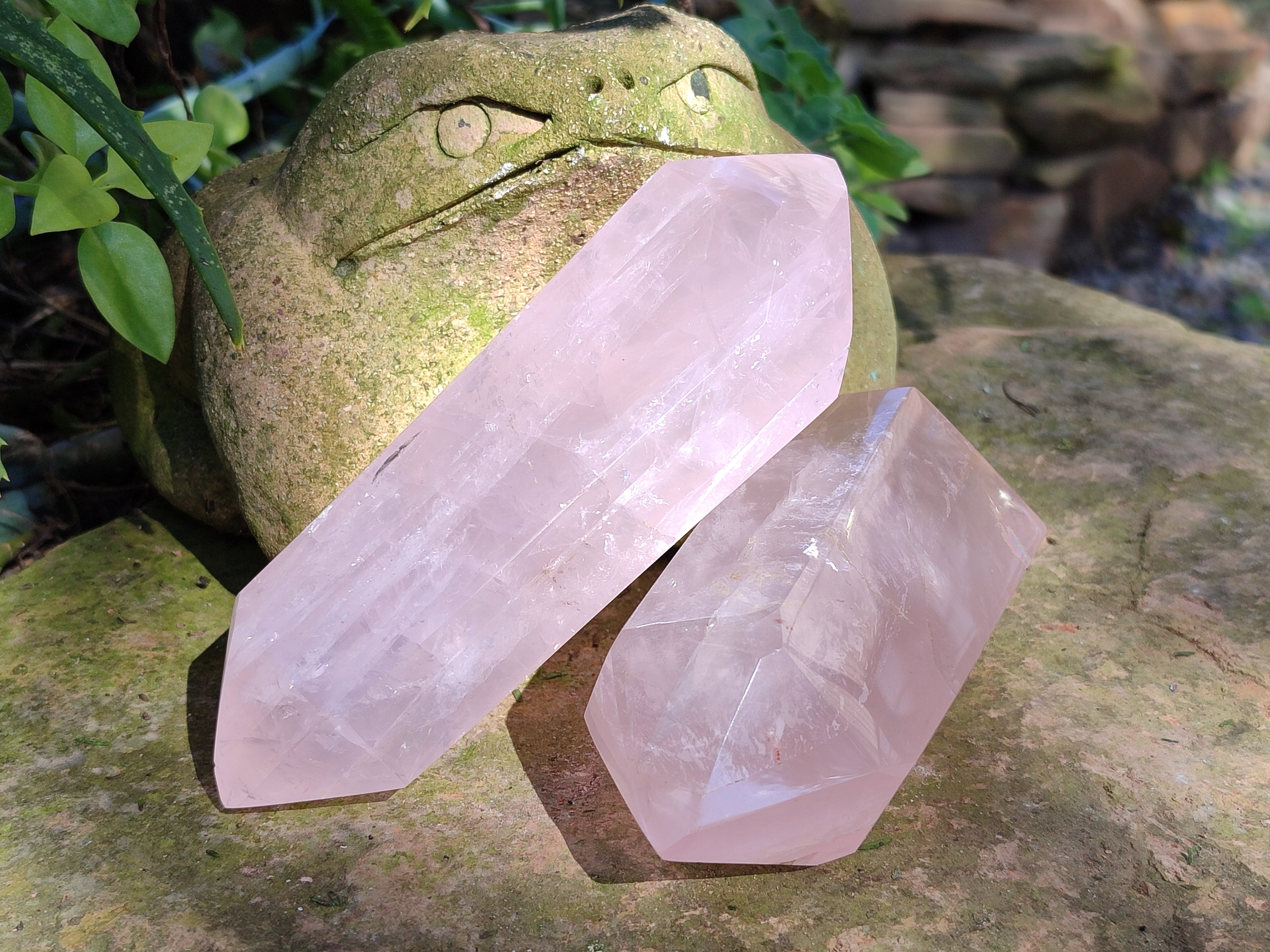 Polished Double Terminated Rose Quartz Points x 4 From Ambatondrazaka, Madagascar - Toprock Gemstones and Minerals 