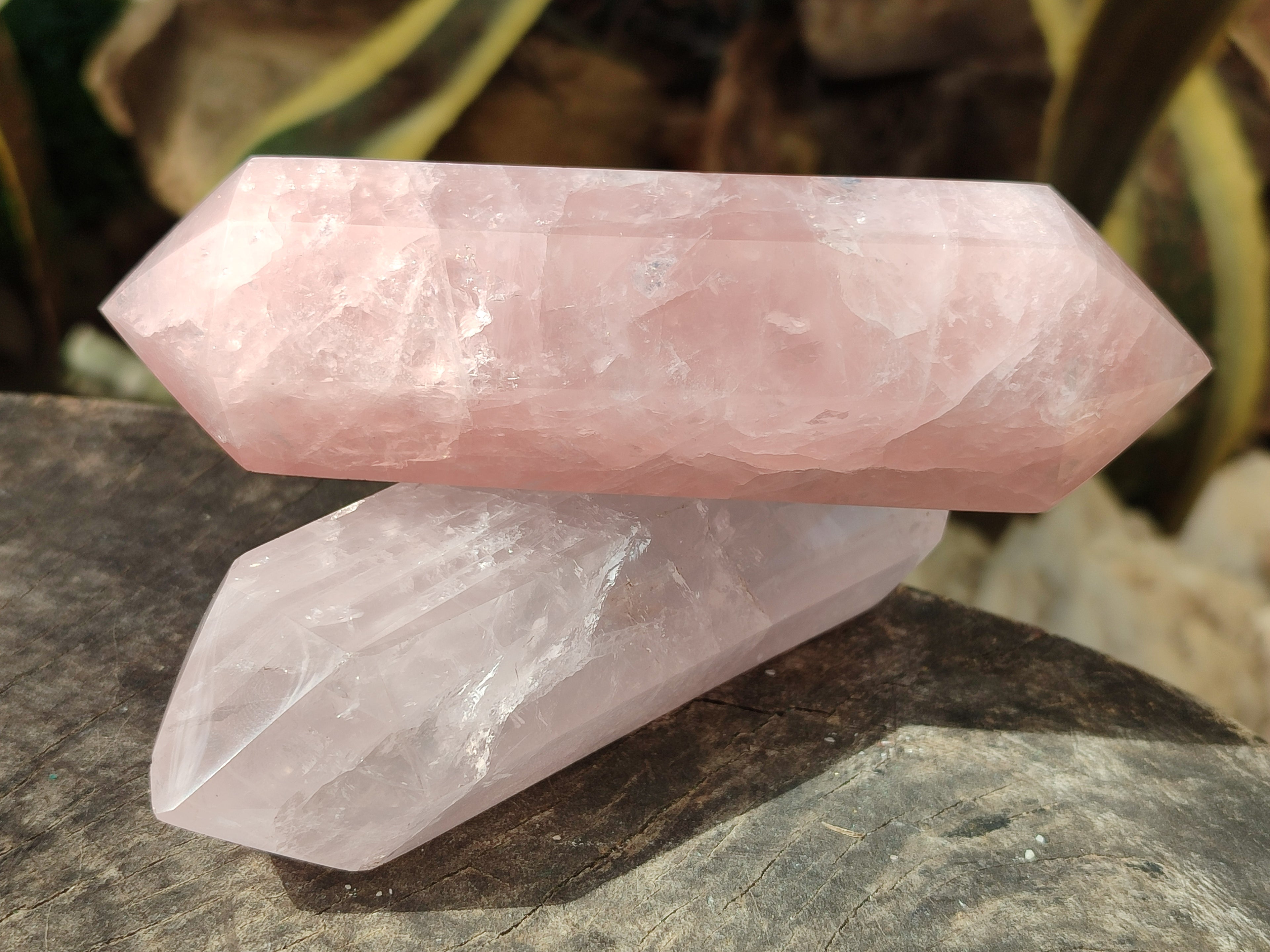 Polished Double Terminated Rose Quartz Points x 4 From Ambatondrazaka, Madagascar - Toprock Gemstones and Minerals 