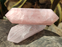 Polished Double Terminated Rose Quartz Points x 4 From Ambatondrazaka, Madagascar