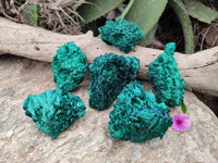 Natural Silky Malachite Specimens x 6 From Kasompe, Congo
