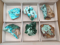 Natural Rare Drusy Chrysocolla and Malachite Specimens x 6 From Congo