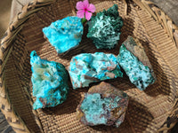 Natural Rare Drusy Chrysocolla and Malachite Specimens x 6 From Congo