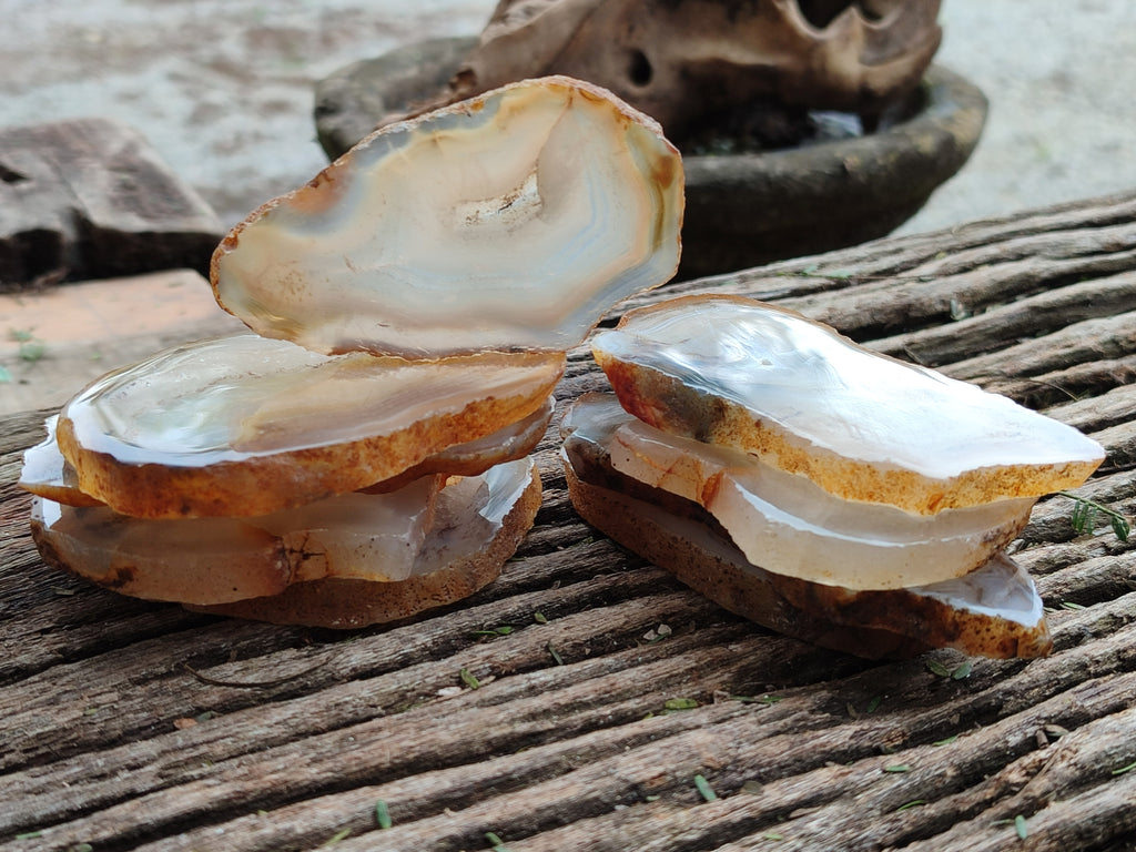 Polished Banded Agate Slices x 24 From Madagascar - Toprock Gemstones and Minerals 