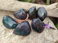 Polished Ruby Corundum In Chrome Verdite Free Forms x 6 From Zimbabwe