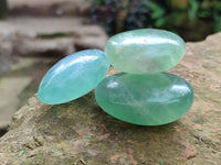 Polished Green Fluorite Palm Stones x 20 From Madagascar