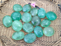 Polished Green Fluorite Palm Stones x 20 From Madagascar