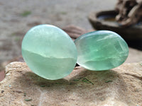 Polished Green Fluorite Palm Stones x 20 From Madagascar