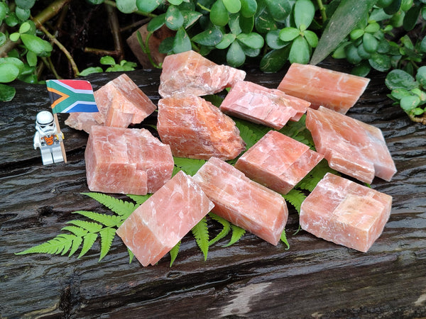 Natural Sunset Orange Rhombohedron Calcite Specimens x 12 From Spitzkop, Namibia