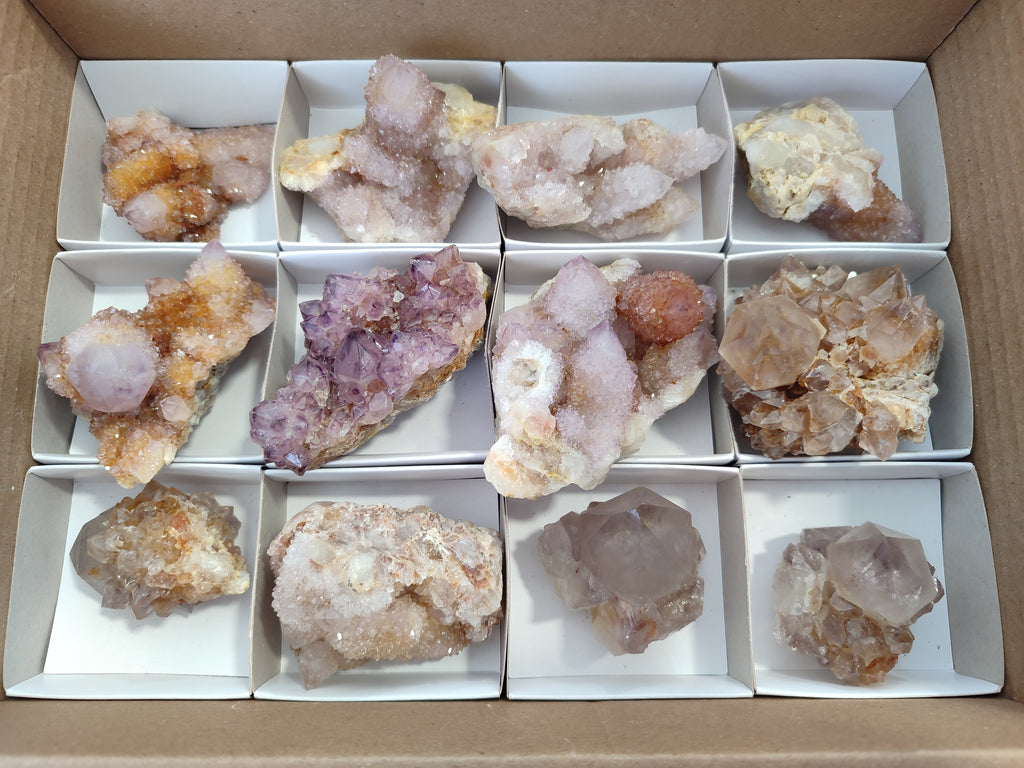 Natural Mixed Amethyst Spirit Quartz Clusters x 12 From Boekenhouthoek, South Africa - Toprock Gemstones and Minerals 