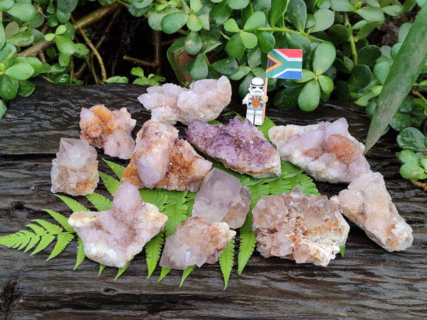 Natural Mixed Amethyst Spirit Quartz Clusters x 12 From Boekenhouthoek, South Africa