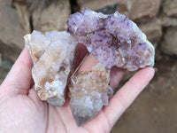 Natural Mixed Amethyst Spirit Quartz Clusters x 12 From Boekenhouthoek, South Africa