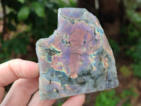 Polished On One Side Purple Flash Labradorite Slices x 12 From Tulear, Madagascar