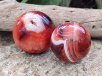 Polished Carnelian Agate Spheres x 4 From Madagascar