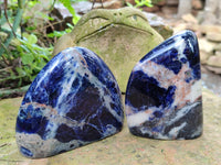 Polished Sodalite Standing Free Forms x 3 From Kunene River, Namibia