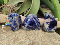 Polished Sodalite Standing Free Forms x 3 From Kunene River, Namibia