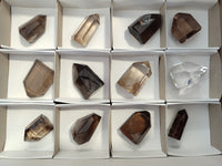 Polished Whispy Smokey Quartz Crystals x 12 From Madagascar
