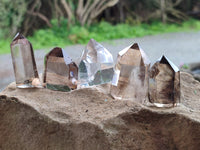 Polished Whispy Smokey Quartz Crystals x 12 From Madagascar