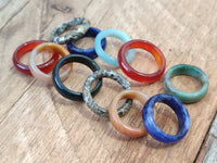 Polished Mix of Selected Stone Rings x 35 From Southern Africa
