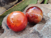 Polished Carnelian Spheres x 6 From Madagascar