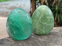 Polished Green Fluorite Standing Free Forms x 3 From Madagascar