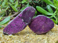 Polished Purpurite Coated with Resin On One Side x 6 From Erongo, Namibia