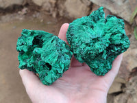 Natural Silky Malachite Specimens x 3 From Kasompe, Congo