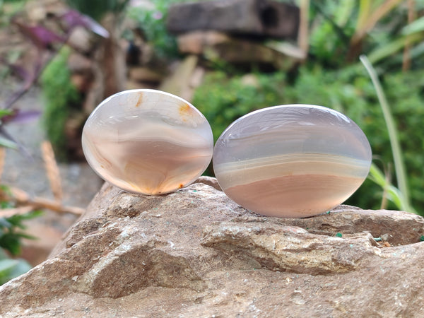 Polished Banded Agate Palm Stones x 35 From Madagascar
