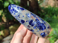 Polished Sodalite Standing Free Forms x 3 From Kunene River, Namibia