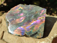 Polished On One Side Labradorite Plates x 6 From Tulear, Madagascar