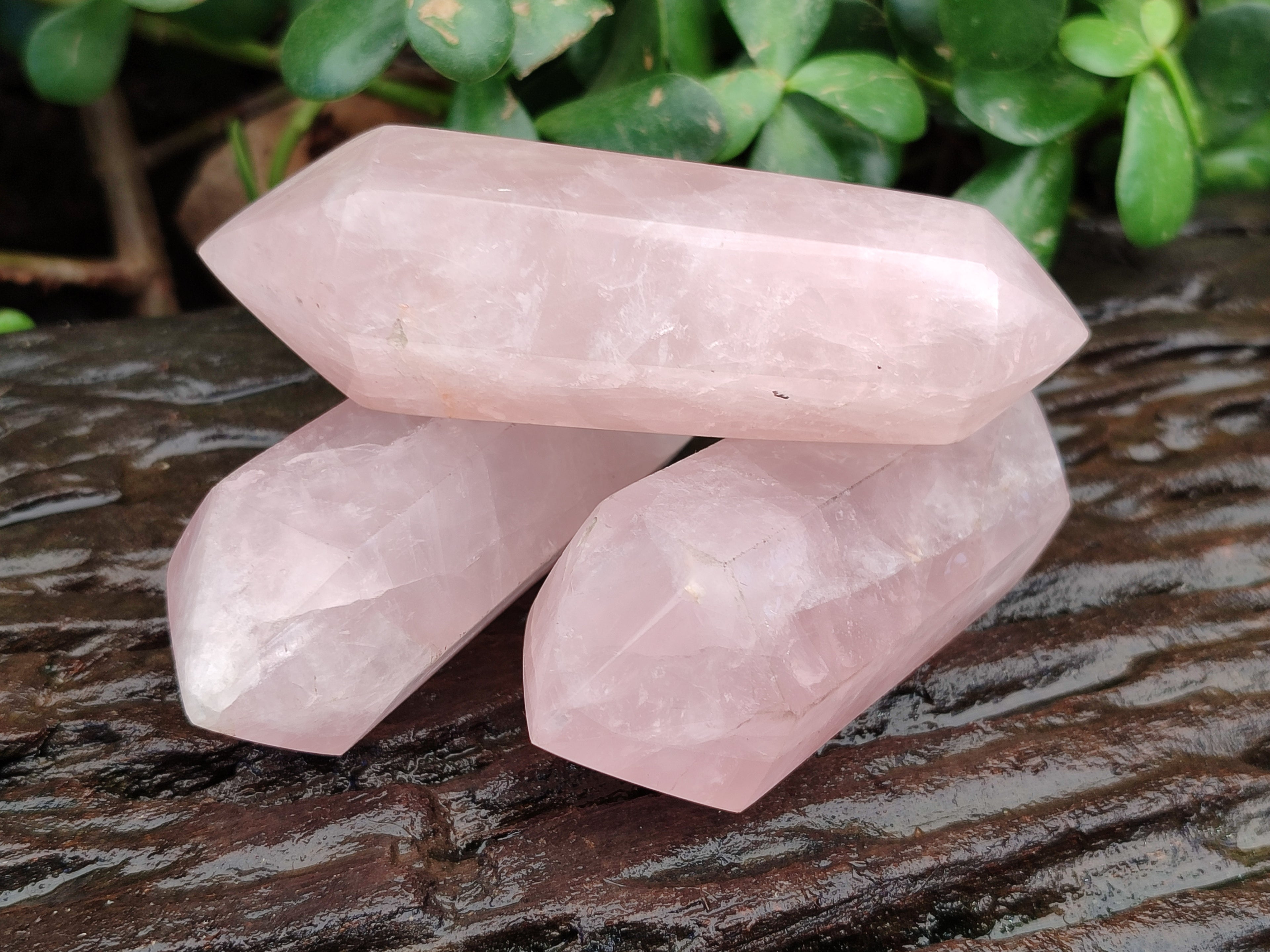 Polished Gemmy Double Terminated Rose Quartz Points x 12 From Madagascar - Toprock Gemstones and Minerals 