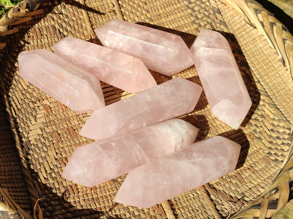 Polished Gemmy Double Terminated Rose Quartz Points x 12 From Madagascar - Toprock Gemstones and Minerals 