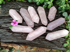 Polished Gemmy Double Terminated Rose Quartz Points x 12 From Madagascar - Toprock Gemstones and Minerals 