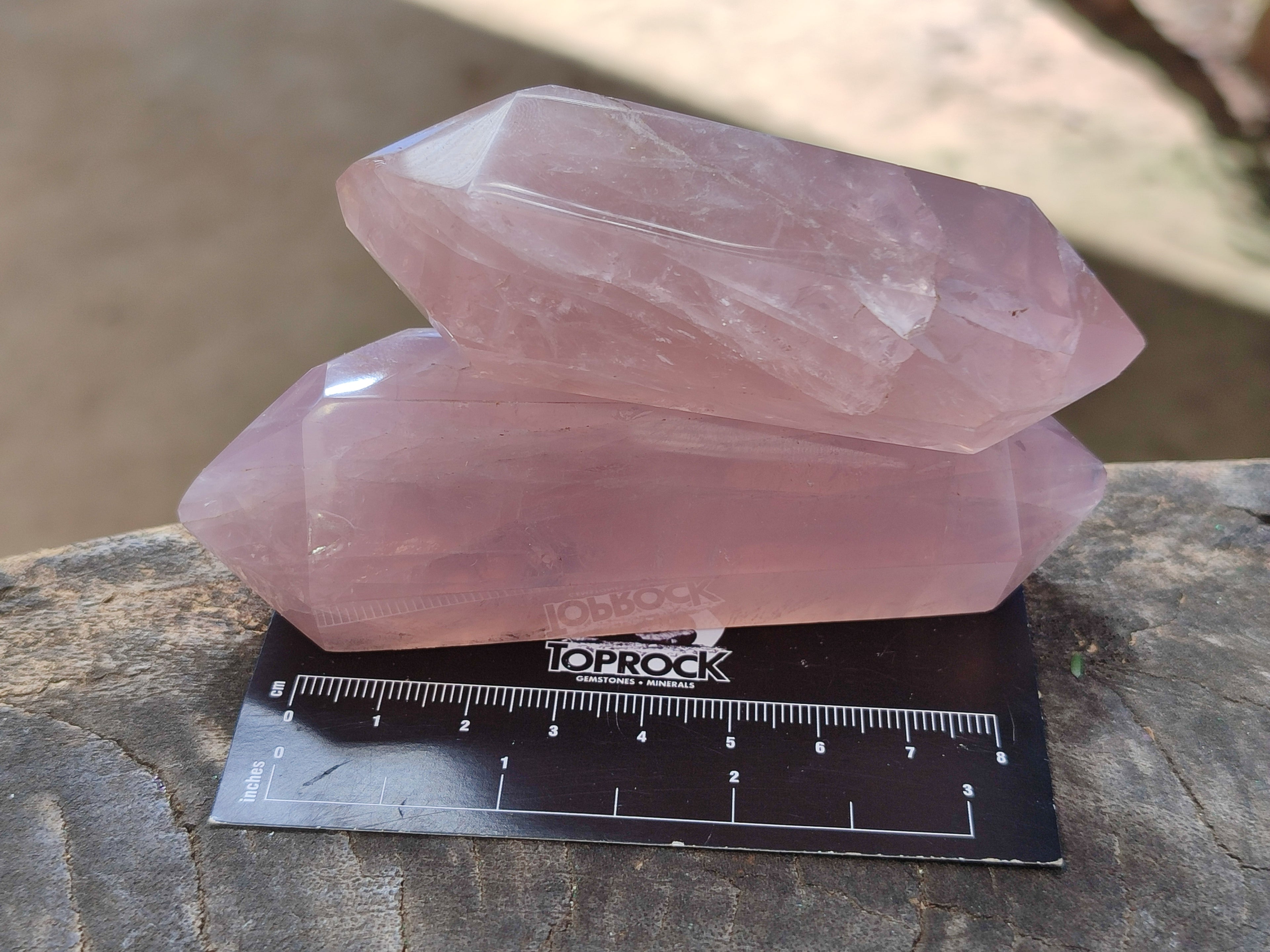 Polished Gemmy Double Terminated Rose Quartz Points x 12 From Madagascar - Toprock Gemstones and Minerals 