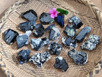 Natural Schorl Black Tourmaline Specimens with Inclusions x 20 From Erongo, Namibia