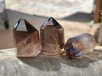 Polished Smokey Quartz Crystals x 12 From Madagascar