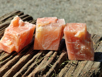 Natural Sunset Orange Rhombohedron Calcite Specimens x 12 From Spitzkop, Namibia