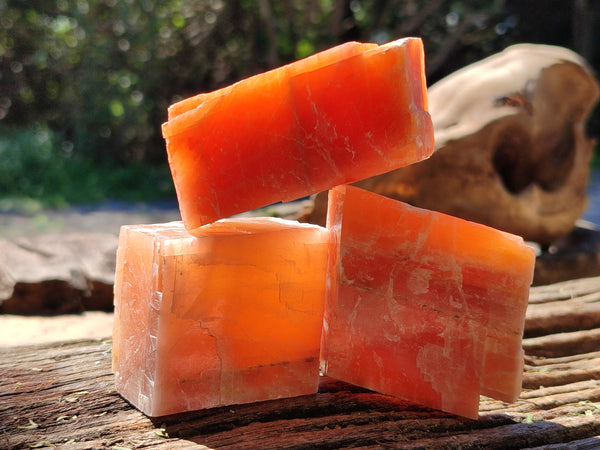 Natural Sunset Orange Rhombohedron Calcite Specimens x 12 From Spitzkop, Namibia