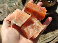 Natural Sunset Orange Rhombohedron Calcite Specimens x 12 From Spitzkop, Namibia
