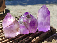 Polished Window Amethyst Quartz Points x 6 From Akansobe, Madagascar