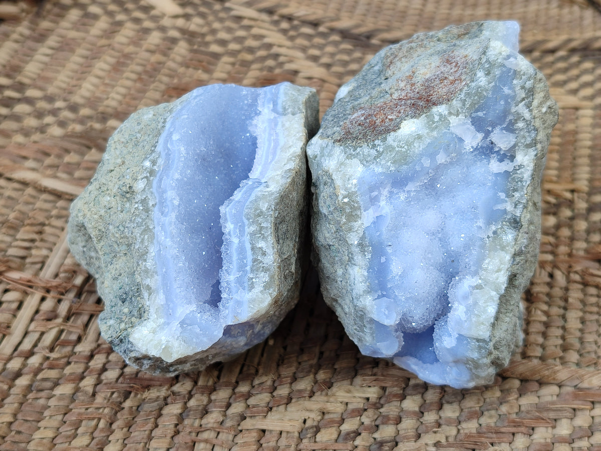 Natural Blue Lace Agate Geode Specimens x 12 From Nsanje, Malawi - Toprock Gemstones and Minerals 
