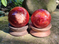 Polished Carnelian Agate Spheres x 4 From Madagascar