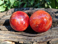 Polished Carnelian Agate Spheres x 4 From Madagascar