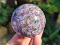 Polished Lepidolite with Pink Rubellite and Blue Lithium Spheres x 4 From Ambatondrazaka, Madagascar