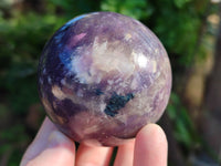 Polished Lepidolite with Pink Rubellite and Blue Lithium Spheres x 4 From Ambatondrazaka, Madagascar
